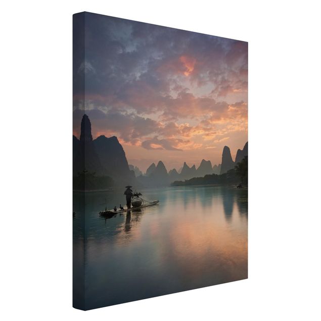 Quadri su tela paesaggio Alba sul fiume cinese