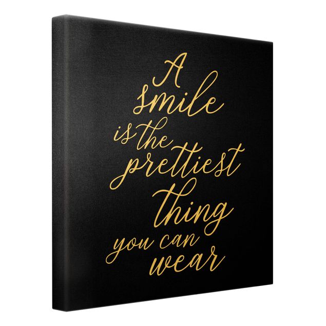 Stampe su tela A smile is the prettiest thing Sans Serif Nero
