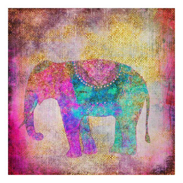 Riproduzioni su tela quadri famosi Collage colorato - Elefante indiano