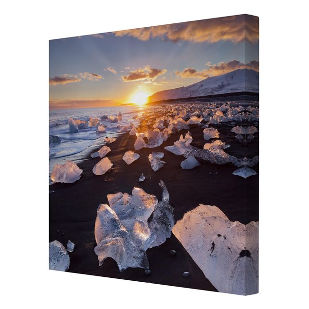 Quadro natura Pezzi di ghiaccio sulla spiaggia in Islanda