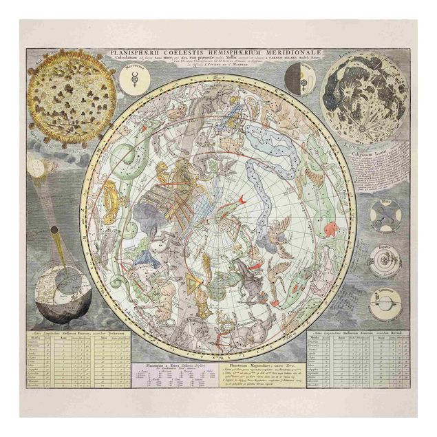 Stampe su tela Mappa stellare antica vintage
