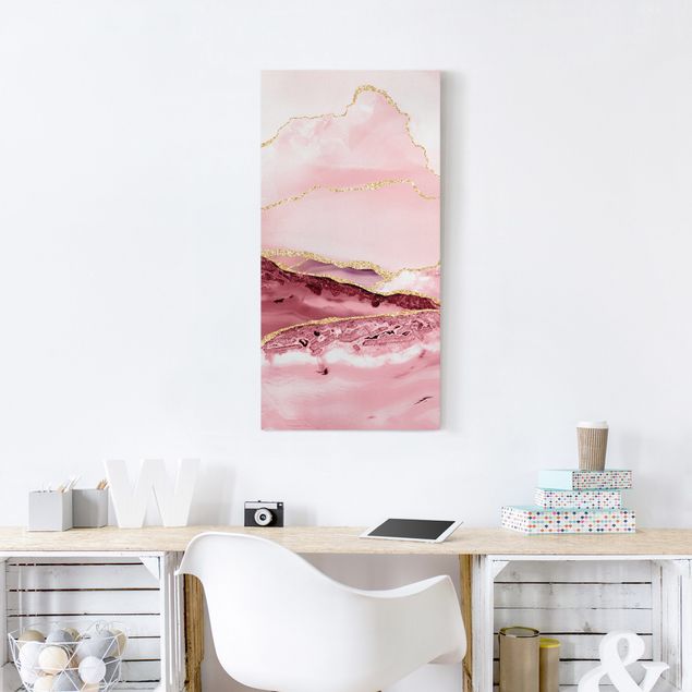 Quadro astratto Estratto Monti rosa con Golden Lines