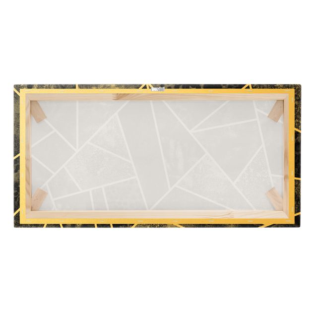 Quadro su tela oro - Geometria dorata - Triangoli grigi