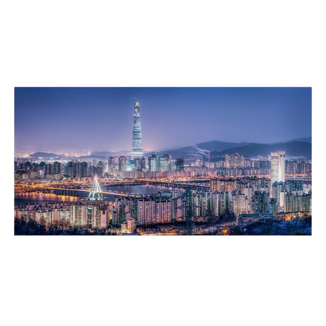 Stampa su tela città Torre Lotte World di notte