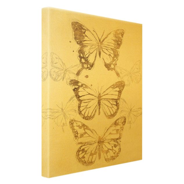 Quadri Composizione di farfalle in oro I