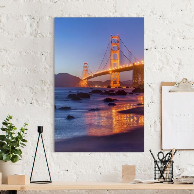 Quadri su tela America Ponte del Golden Gate al tramonto