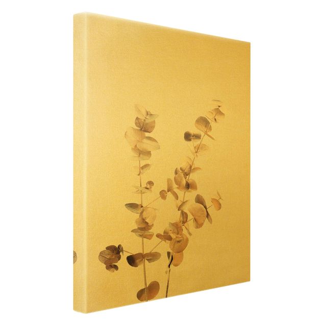 Quadro su tela oro - Ramo di eucalipto dorato