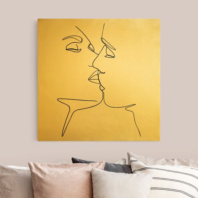 Stile di pittura Line Art - Facce da bacio Bianco e Nero