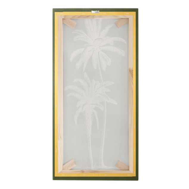 Quadro su tela oro - Illustrazione di palme su verde
