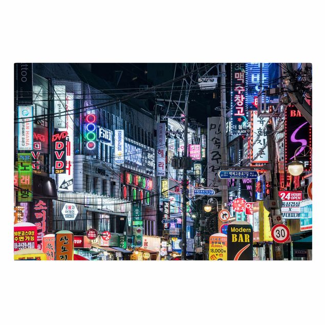 Stampe su tela città Vita notturna di Seul