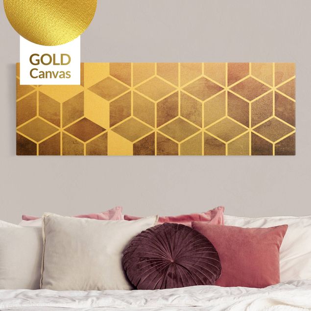 Riproduzione quadri su tela Geometria d'oro - Rosa grigio