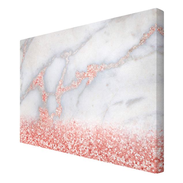 Quadri stampe Effetto marmo con coriandoli rosa chiaro