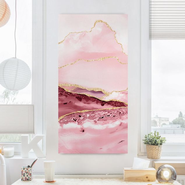 Quadri su tela con montagne Estratto Monti rosa con Golden Lines