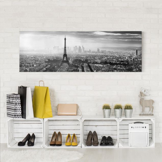 Stampa su tela parigi La Torre Eiffel dall'alto in bianco e nero