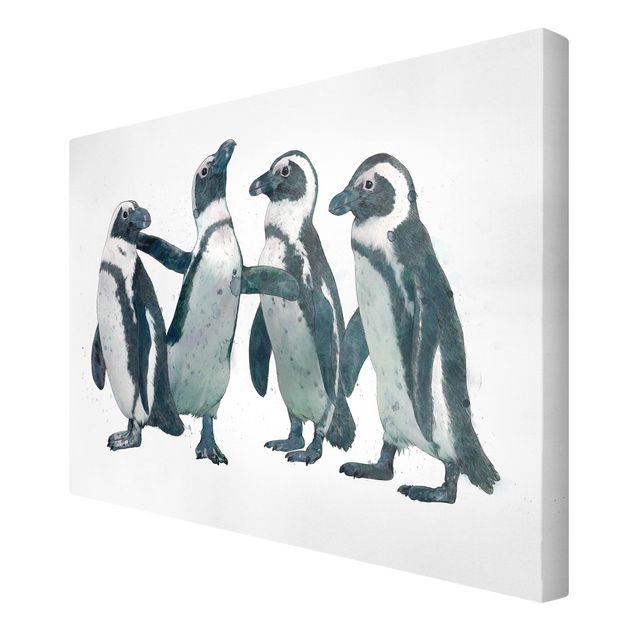 Quadri Laura Graves Art Illustrazione - Pinguini Acquerello Bianco e Nero