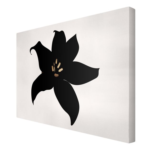 Quadri bianco e nero Mondo vegetale grafico - Orchidea nera e oro