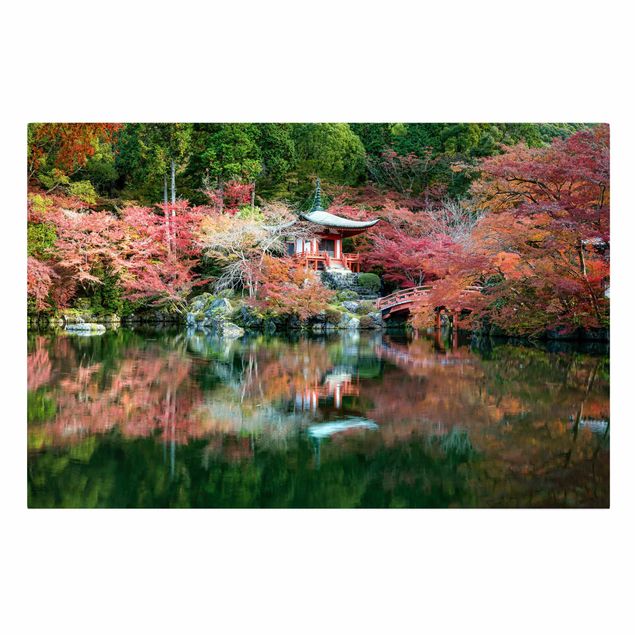 Quadro rosso Il tempio Daigo Ji in autunno