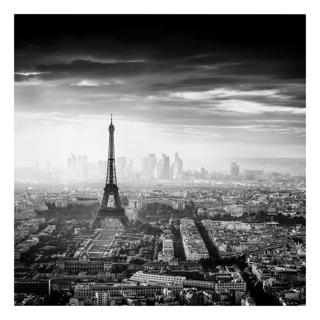 Quadri città La Torre Eiffel dall'alto in bianco e nero