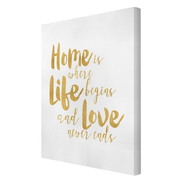 Stampe su tela Home Is Where Life Begins Oro