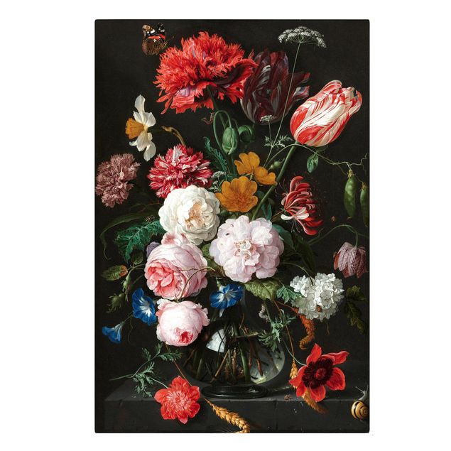 Quadro vintage Jan Davidsz De Heem - Natura morta con fiori in un vaso di vetro