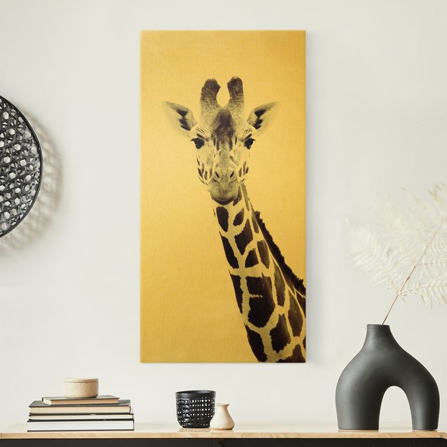 Quadri su tela con giraffe Ritratto di giraffa in bianco e nero