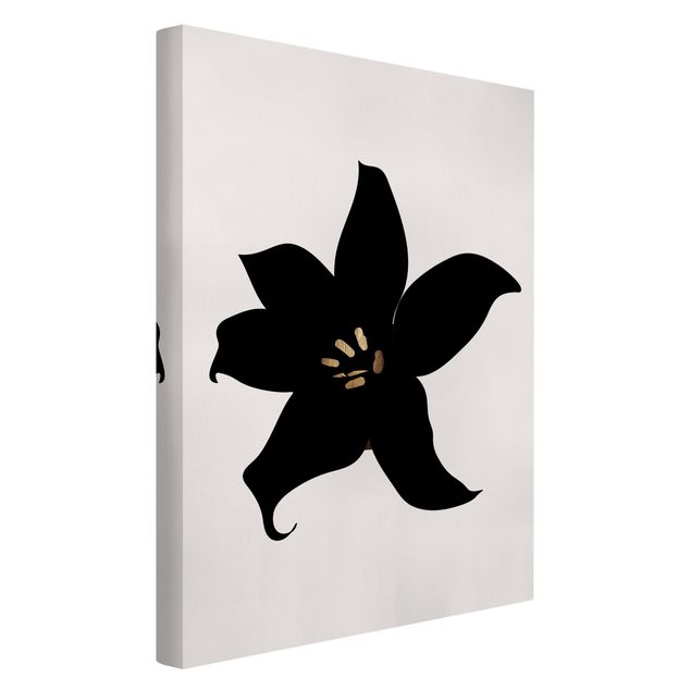 Quadro moderno Mondo vegetale grafico - Orchidea nera e oro