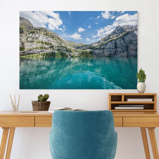 Quadri Svizzera Il lago della montagna divina