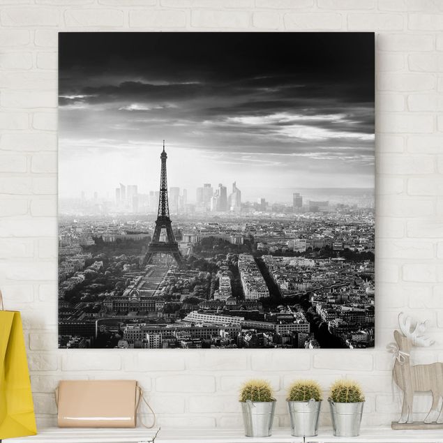 Quadri Parigi La Torre Eiffel dall'alto in bianco e nero