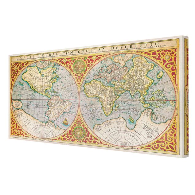 Quadri su tela Mappa storica del mondo Orbis Descriptio Terrare Compendiosa