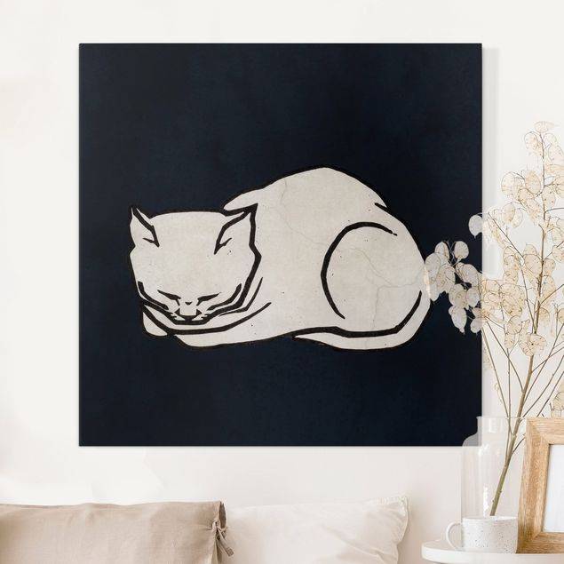 Quadri su tela con gatti Illustrazione di gatto addormentato