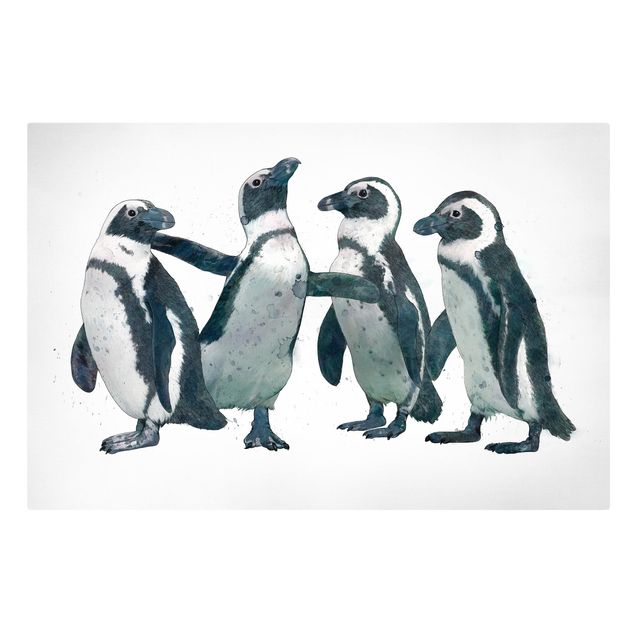 Riproduzioni quadri famosi Illustrazione - Pinguini Acquerello Bianco e Nero