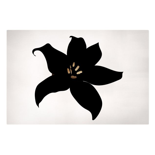 Quadri con fiori Mondo vegetale grafico - Orchidea nera e oro