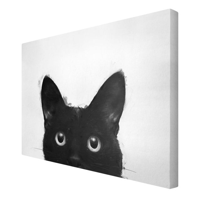 Riproduzioni quadri famosi Illustrazione - Gatto nero su pittura bianca