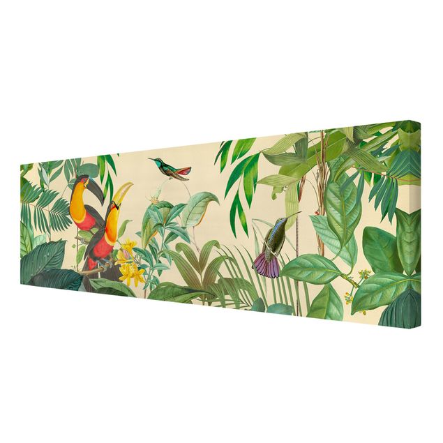 Quadri colorati Collage vintage - Uccelli nella giungla