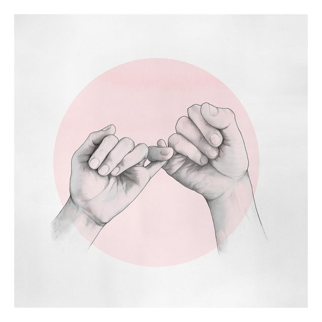 Quadro rosa Illustrazione - Mani Cerchio dell'Amicizia Rosa Bianco