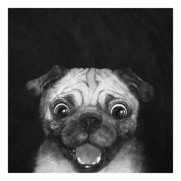Riproduzioni quadri famosi Illustrazione - cane carlino pittura su bianco e nero
