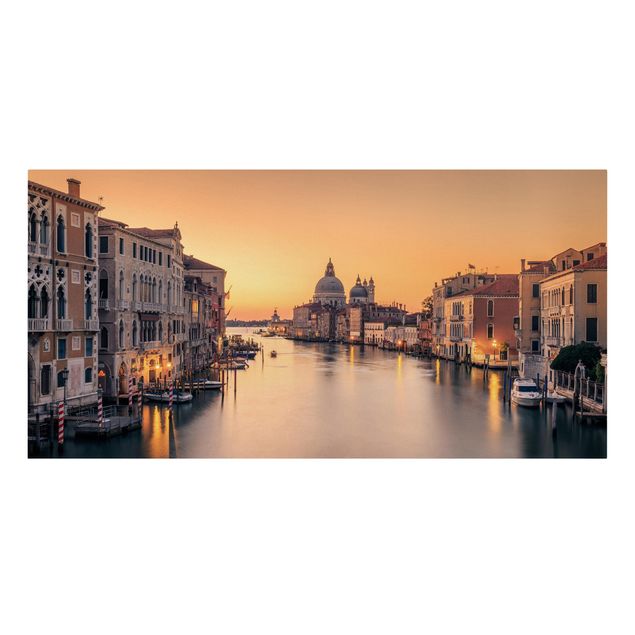 Quadri su tela con tramonto Venezia d'oro