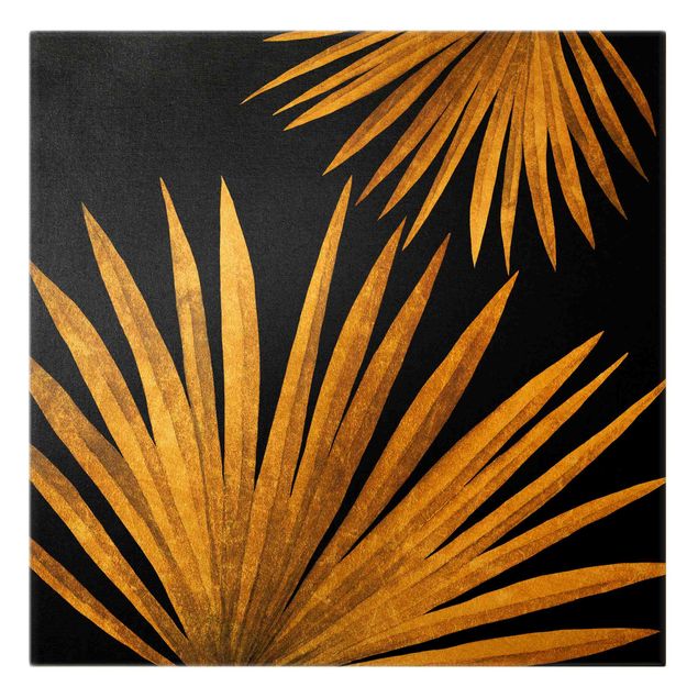 Quadri stampe Oro - Foglia di palma su nero