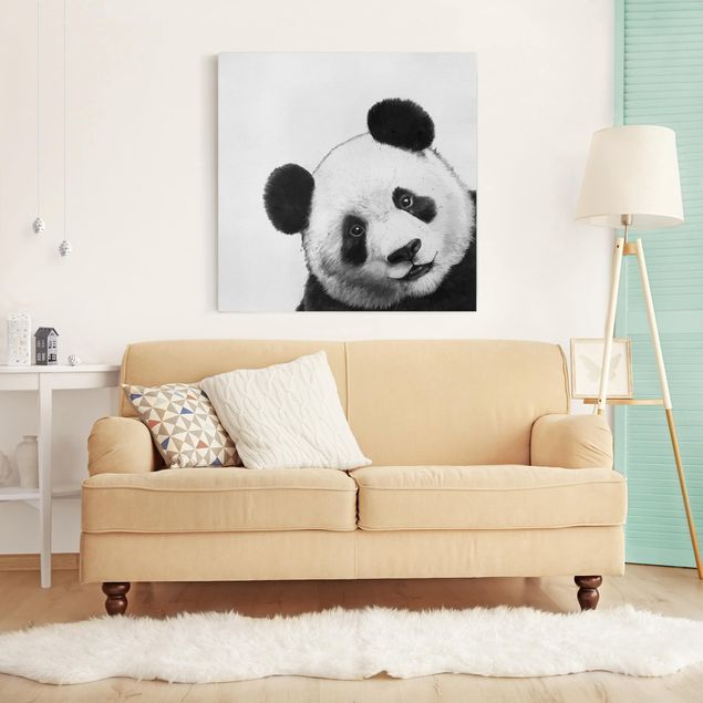Quadri moderni per arredamento Illustrazione - Panda Disegno in bianco e nero