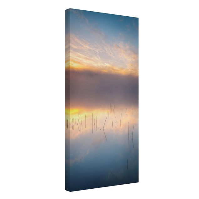 Quadri su tela con tramonto Alba lago svedese