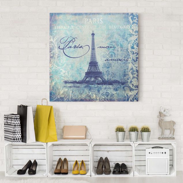 Stampe su tela parigi Collage vintage - Parigi Mon Amour