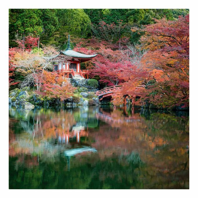 Quadro rosso Il tempio Daigo Ji in autunno