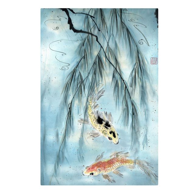 Stampa su tela vintage Disegno acquerello giapponese Pesce rosso II