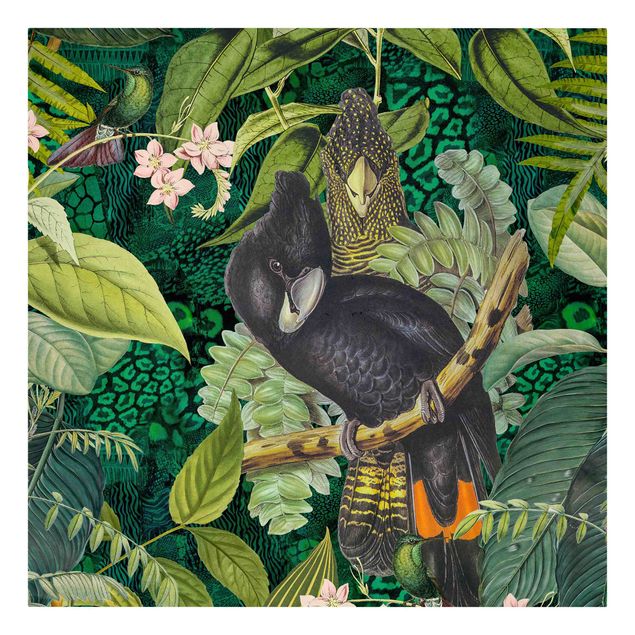 Riproduzione quadri famosi Collage colorato - Cacatua nella giungla