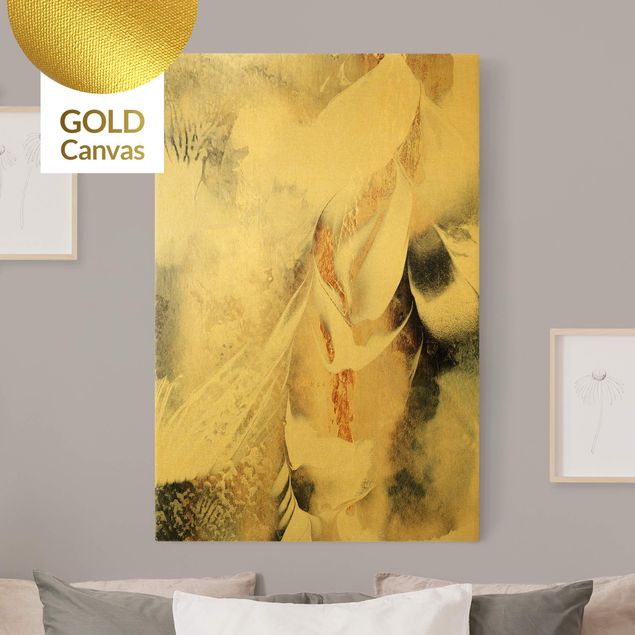 Riproduzioni su tela quadri famosi Pittura astratta invernale dorata