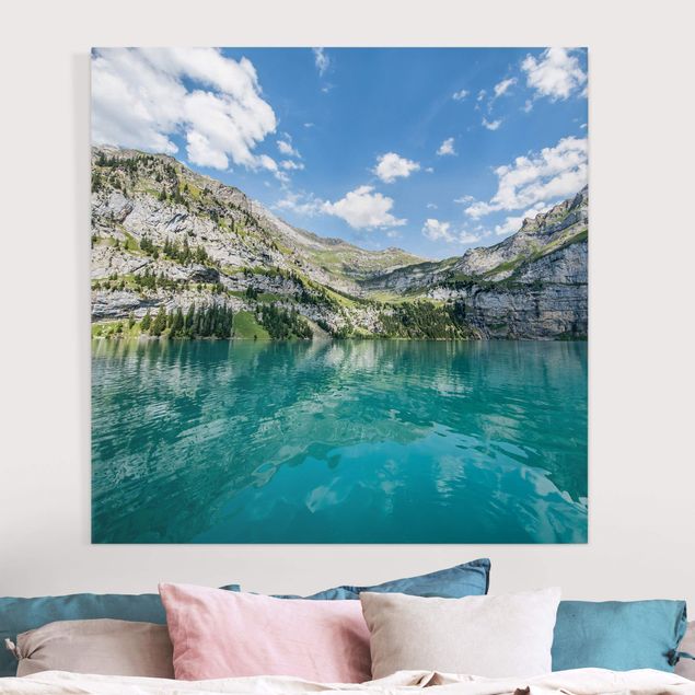 Quadri Svizzera Il lago della montagna divina