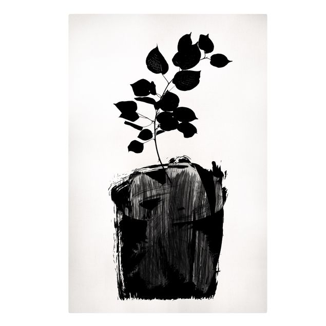 Quadri Kubistika Mondo grafico delle piante - Foglie nere