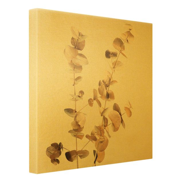 Quadro su tela oro - Ramo di eucalipto dorato