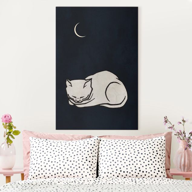 Quadri su tela con gatti Illustrazione di gatto addormentato