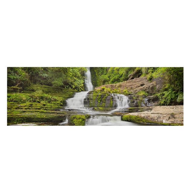 Quadro verde Le cascate Upper Mclean in Nuova Zelanda